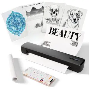 TAGZILO C80 Wireless Printer, Inkless Portable Printer for Travel, Supports A4 8.5 x 11 Inch Thermal Paper, Compatible with Phone & Laptop (Elegant Black)