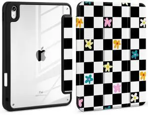 Loyrina Case for iPad Air 13 inch 2025 M3 2024 M2 Release Slim Lightweight Shockproof Cute Printed Cover with Clear Back TPU Edge Pencil Holder Trifold Stand Auto Wake Sleep, Grid