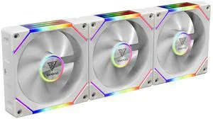 GAMDIAS AEOLUS P2-1203 120mm ARGB PWM Fan (3 Pack, no Hub), Include Reverse Fan Blade x3 & Controller, ARGB Sync, Easy Installation & Cabless Daisy-Chain Design, Silent Operation, Up to 2400RPM, White