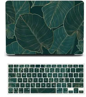 Laptop Case Compatible with MacBook Pro 13 Inch Case 2015 2014 2013 2012 Release Model A1502 A1425 with Retina Display, Plastic Hard Shell Cover & Keyboard Cover Skin - Green Leaves