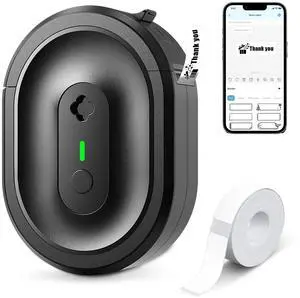 NDYIN Label Maker Machine with Tape, N12 Portable Bluetooth Label Printer, Wireless Mini Label Makers Thermal Sticker with Multiple Templates for Home, Kitchen, School, Office Organization, Black