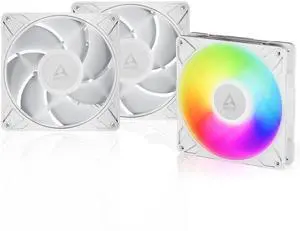 ARCTIC P14 Pro A-RGB (White) - 3 Pack - Powerful Premium Fan, 140 mm PWM Fan with Y-Cable Splitter, 400-2500 RPM, 0 RPM <5% PWM, 5V Digital RGB, Fluid Dynamic Bearing - White