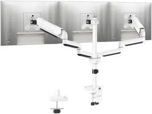 MOUNTUP Triple Monitor Stand Mount - 3 Monitors Desk Mount for Computer Screens Up to 27 inch, Triple Monitor Arm with Gas Spring, Heavy Duty Monitors Stand, Each Arm Holds 4.4-19.8 lbs, White
