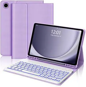 Keyboard for Samsung Galaxy Tab A9+ Plus 11 Inch 2023 Protector Case with Backlit Key Board, for Samsung Tablet Keyboard A9Plus Folio with Pen Holder, Wireless Keypad with Colors Backlight, Purple