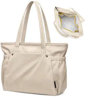 GOLF QUALITY Tote Bag for Women, Work Bags with Zipper Computer Laptop Handbag with Compartments for Travel, Daily,Fit 14Inch,Apricot