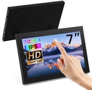 7 Inch Mini Monitor Small Monitor with Capacitive Touch Screen 1024 * 600 High Pixel Display Full View HDMI- IPS Monitors Portable Tiny Tv for Raspberry Piscreen for BB Blackfor Banana Pi etc
