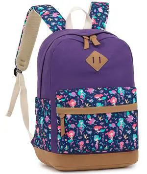 Leaper Girls Cute Backpack for School Laptop Backpack Canvas Travel Backpack for Women Kids Backpack College Kawaii Bookbag School Mermaid Purple