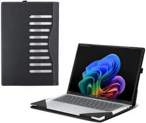 Laptop Case for HP Omnibook Ultra Flip 14 Next Gen AI Laptop (14-fh0009na fh0008na fh0007na fh0006na fh0005na fh0004na fh003na fh0000na) 14" PU Leather Protective Bag Detachable Shell (Dark Grey)