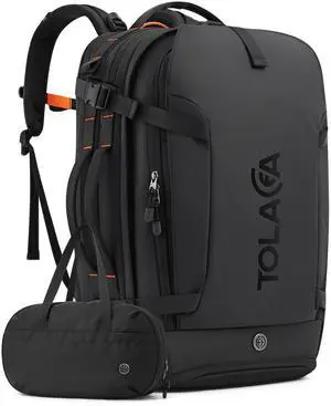 Tolaccea Travel Laptop Backpack, TSA Friendly Flight Approved Carry-on Business Rucksack Work Backpack with Extra Toiletry Bag, Dual Storage for 17.3" Laptop and 12.9" Tablet, 40-45L Expandable