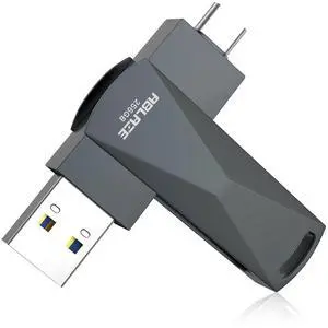 ABLAZE 256GB USB C Flash Drive, Dual USB 3.0+Type C Flash Drive Compatible with iPhone 16/15,Android Smartphone,Computer,Tablet Mac Laptop (Dark Grey)