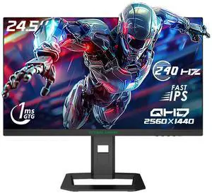 TITAN ARMY 24.5 Inch 240Hz 1440p Gaming Monitor, QHD 2560 x 1440p Fast IPS Panel 1ms GTG Response Time, Adaptive Sync, 126% sRGB HDR 500, Low Blue Light VESA 100x100, P2510S Plus