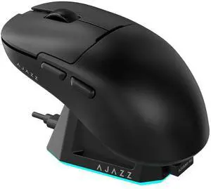 AJ159P MC Triple Mode (2.4G/Wired/Bluetooth 5.2) Gaming Mouse, 12000 DPI, 56g Ultra-Light, Magnetic RGB Charging Dock, Programmable 6 Buttons, Ergonomic Design for Computer Laptop PC, Black