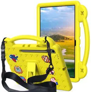Kids Case for Galaxy Tab S10 FE+ (13.1"), Shockproof Lightweight EVA Protective Sleeves with Shoulder Strap & Stand & Handle for Galaxy Tab S10 FE Plus 2025 13.1 inch SM-X620 / SM-X626B, Yellow