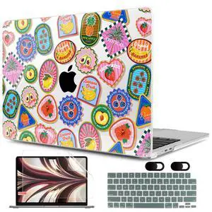 MEEgoodo Case for MacBook Air M4/M3/M2 13.6 inch 2025 2024 2022, Fit Model A3240 A3113 A2681, Compatible with MacBook Air 13 inch, Laptop Hard Shell Case with Keyboard Cover, Fruit & Sticker