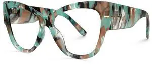 VOOGLAM Oversize Cateye Blue Light Glasses for Women Anti Eyestrain Dry Eyes Computer Phone TV Eyewear Pattern Elektra GJGP000256-08