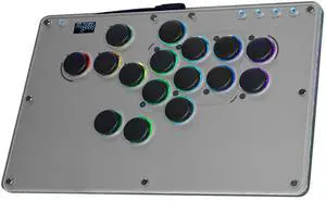 JZW-Shop Haute42 Leverless Arcade Stick T16-30th, All-Button Arcade Controller for Switch/PC/PS4/PS3 /Steam Deck, Slim Arcade Fighting Game Keyboard with Turbo & Custom RGB, Supports Hot-Swap & SOCD (