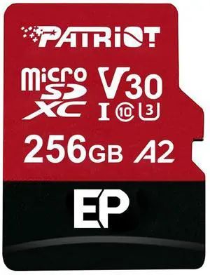 Patriot Memory EP Series 256GB Micro SDXC V30 A2 UHS-I U3 4K UHD Memory Card - PEF256GEP32MCX