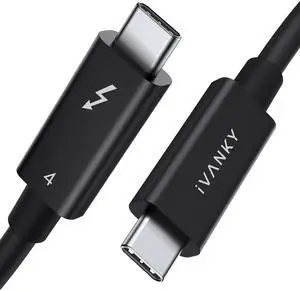IVANKY Thunderbolt 4 Cable 2.3ft, Intel Thunderbolt Certified, Support 240W Charging/40Gbps/8K Display, USB-C to USB-C, High Speed Thunderbolt Cable 4/3 for iPhone 16/15, MacBook, iPad and More-2.3FT
