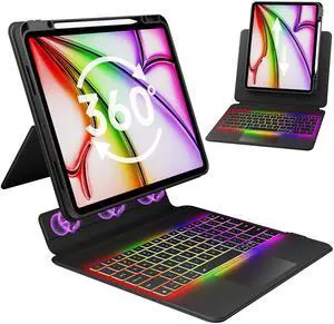 GUSGU SplitFolio Detachable for iPad 10.2-in (7th, 8th, and 9th Gen) Keyboard Case with Kickstand, 360° Rotation & Up-Down Lift Protective Case, Supports Native Gestures, Black