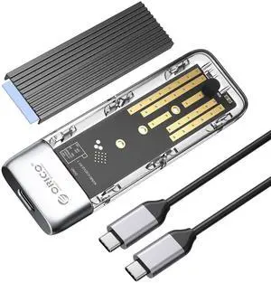 ORICO M.2 NVMe SATA SSD Enclosure, Tool-Free USB 3.2 Type-C 10Gbps to SSD Enclosure for SATA/NVMe M.2(M-Key/B+M-Key) SSD Support 2230/2242/2260/2280, Up to 4TB Max Capacity - TXM2M