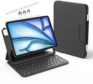 accrosoo Keyboard Case for 11-10.9 inch iPad Air M3/M2, Air 5/4 th, Pro (M5/M4/4/3/2/1 Gen) Ultra-Light Premium Leather Protective