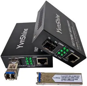 2 Pack Fiber Ethernet Media Converter, Includes 2 Pcs 1.25G Single-Mode Dual-Fiber SFP Transceiver, Gigabit SFP to RJ45 Converter with 1000BASE-SX SFP to LC Module (SMF,1310nm, Up to 30KM)