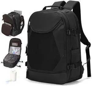 Vacuum Backpack Travel with Pump, Expandable Travel Backpack with Vacuum System, Vacuum Compression Bags Personal Item Carry On Suitcase Luggage Flight Approved Backpacks for Women Men,Black