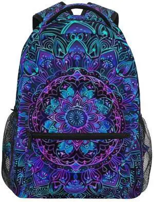 Qumton Boho Mandala Flower Laptop Backpack for Women Men, Personalized College Bookbag Travel Bag Casual Daypack back packs