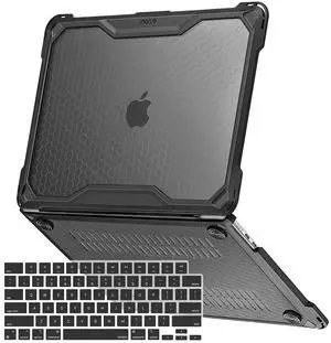 MOSISO Compatible with MacBook Air 13 inch Case 2025 2024 20223 2022 M4 A3240 M3 A3113 M2 A2681,Ruggedized Honeycomb Heavy Duty TPU Bumper Hard Shell&Keyboard Skin for MacBook Air 13.6 inch Case,Black