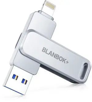 MFi Certified 512GB Flash Drive for iPhone Photo Stick, USB Memory Stick High Speed iPhone Flash Drive, External Memory Storage USB Stick Thumb Drive for iPhone/iPad/Android/PC (Metallic Silver)