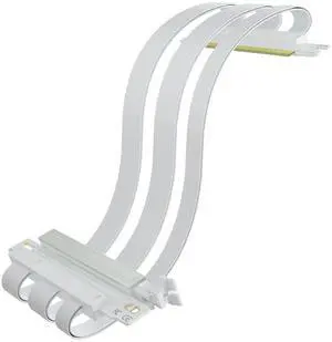 GLOTRENDS Double Reverse PCIE 5.0 Riser Cable for Mini-ITX Motherboard (170x170mm) Installation, RTX5090(Ti) RX9070(XT) GPU Ready, Length 185mm, White Color