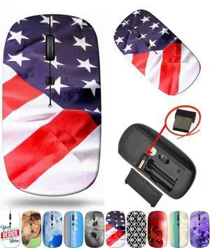 maizi Cordless Computer Mouse for Laptop Chromebook Computer, Cordless Computer Mice Image ID: 5723101 Flag of The USA or uni 2.4G Lightweight with USB Receiver Printed in USA Product