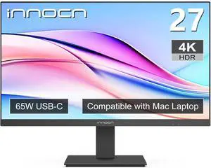 INNOCN 27 Inch 4K Monitor for MacBook Air/Pro, Mac mini PC, 3840 x 2160 LCD IPS Display, HDR400, USB C 65W, DP, HDMI, PC Monitor, 1.07B+ Colors, Built-in Speakers, Pivot Adjustable Stand, Black INNOCN 27 Inch 4K Monitor for MacBook Air/Pro, Mac mini PC, 3840 x 2160 LCD IPS Display, HDR400, USB C 65W, DP, HDMI, PC Monitor, 1.07B+ Colors, Built-in Speakers, Pivot Adjustable Stand, Black