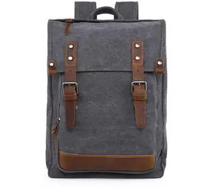 TSD Brand Discovery Canvas Backpack Travel Daypack Lightweight Carry On Laptop Backpack Hiking Backpack (Grey)