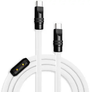 chubbycable Black Chubby Pro - Samurai Cable 240W USB-C Cable Silicone Fast Charging USB C Charger Cord Compatible with iPhone 16/15 Series iPad Galaxy Series, White, Type-C to Type-C, 6.6FT