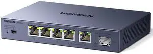 UGREEN 2.5Gb Switch, 6-Port Ethernet Switch, 5 x 2.5Gb Uplink + 1 x 10Gb SFP+, Standard/Link Aggregation to 5Gbps/VLAN 3 Modes, Plug & Play Unmanaged Ethernet Splitter, Desktop/Wall Mount, for NAS, PC