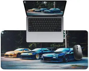 PailailaiNest JDM R34 Cool Sport Car Racing Large Mouse Pad Gaming Desk Mat Non-Slip Rubber Keyboard Computer Pad Home Office Supplies for Desk 40x90cm