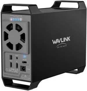 WAVLINK 2-Bay Hard Disk Enclosure for 3.5" and 2.5'' SATA HDD/SSD Featuring 10Gbps USB C 3.2, Support 44TB Capacity, Built-in Cooling Fans, 4 RAID Modes(RAID Normal/LARGE/1/0), Aluminum Alloy Shell