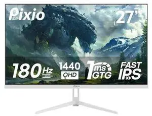 Pixio PX278 Wave White 27 inch 180Hz Refresh Rate QHD 1440p Resolution Fast IPS Panel 1ms GTG Response Time White Gaming Monitor with FreeSync