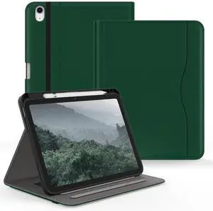 Jarviwiin Case for iPad A16 11th Generation 11 Inch 2025/ iPad 10th Generation 2022 10.9 inch, Multi-Angle PU Leather 11/10 Gen Cover with Pencil Holder/Hand Strap, Auto Wake/Sleep, Deep Green