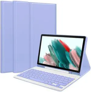 Keyboard Case for Samsung Galaxy Tab A8 10.5inch 2022, Magentic Protective Cover with Pencil Holder, Detachable Wireless Bluetooth Keyboard, Purple