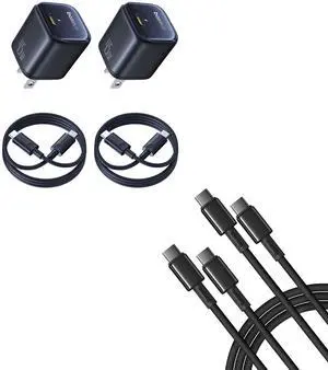 Baseus 45W USBC Charger Block, 2 Pack PPS Fast Charger Type C with USB-C Cable and Baseus 2-Pack 3.3ft 100W 5A Fast Charging USB C to USBC Cable