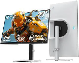 KTC 27 Inch Gaming Monitor 200Hz, 1440P Monitor with Speakers, Up to 210Hz Computer Monitors Fast IPS 1ms, 131% sRGB, Adaptive Sync, Tilt/Swivel/Pivot/Height Adjustment, HDMI DisplayPort, White H27T6