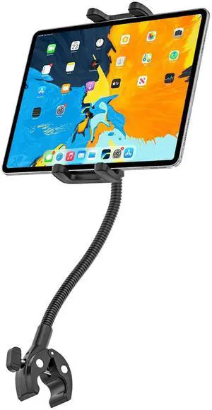 Wukanleng Gooseneck Tablet Holder with Flexible Long Arm, Anti-Slip iPad Clamp Mount for Treadmill/Spin Bike/Stroller/Wheelchair/Elliptical/Boat/Mic Stand/Peloton/Indoor Cycle, Fits 4-13" Device