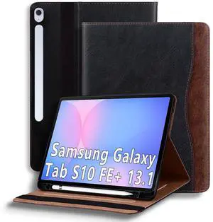 TIPOYOROOS Case for Samsung Galaxy Tab S10 FE Plus 13.1 Inch 2025 (SM-X620/SM-X626B) Smart Cover with Pocket & Pencil Holder, Business PU Leather with Card Slot, Black