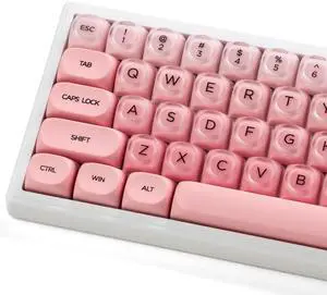 Rainy75 PBT Keycaps, Jelly Keycap Foundation MOA Profile, 132 Keys Cute Custom Keycaps for Cherry Gateron MX Swithes Mechanical Keyboards (Blush Pink)