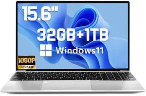 2025 Latest 15.6'' Laptop Compatible with Windows 11, 1TB SSD 32GB Dual-Channel RAM, Quad-Core Processor(Max 2.9GHz), 1080p FHD Display, Backlit Keyboard, Fingerprint, Webcam, Mini-HDMI, WiFi5, BT5