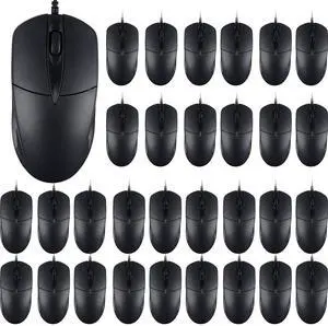SUNYIWJIE 200 Black Wired Computer Mouse Bulk USB 1000 DPI 3 Button Corded Mouse with Home Office Noiseless Simple USB Mice for Computer Laptop Desktop PC (200)