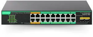 LINOVISION 16 Ports UltraReach PoE Switch with Remotely Cloud Management, Up to 2600ft Long Range PoE & Data Transmission, 4* BT 90W & 12* at 30W Ports, Built-in 300W Power Adapter