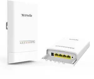 Tenda OS3 Wireless Bridge,5km+ PtP Point to Point Wireless Bridge Outdoor,5.8GHz AC867 CPE (2 Pack),12dBi Antennas,4 Fast Ethernet LAN Ports,Passive PoE Powered,IP65 Weatherproof,Plug&Play
